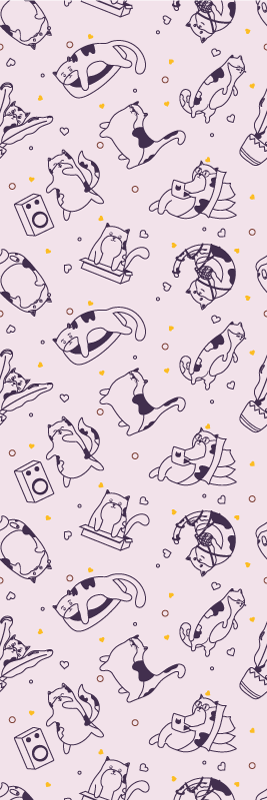 Yatak odası pvc halı kedi müzik grubu deseni - TenStickers