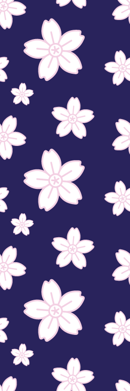 Yatak odası pvc halı mavi zeminli vintage erik çiçeği deseni - TenStickers