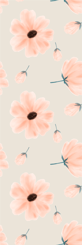 Büyük çiçek akvarel deseni bej zemin yatak odası pvc halı - TenStickers