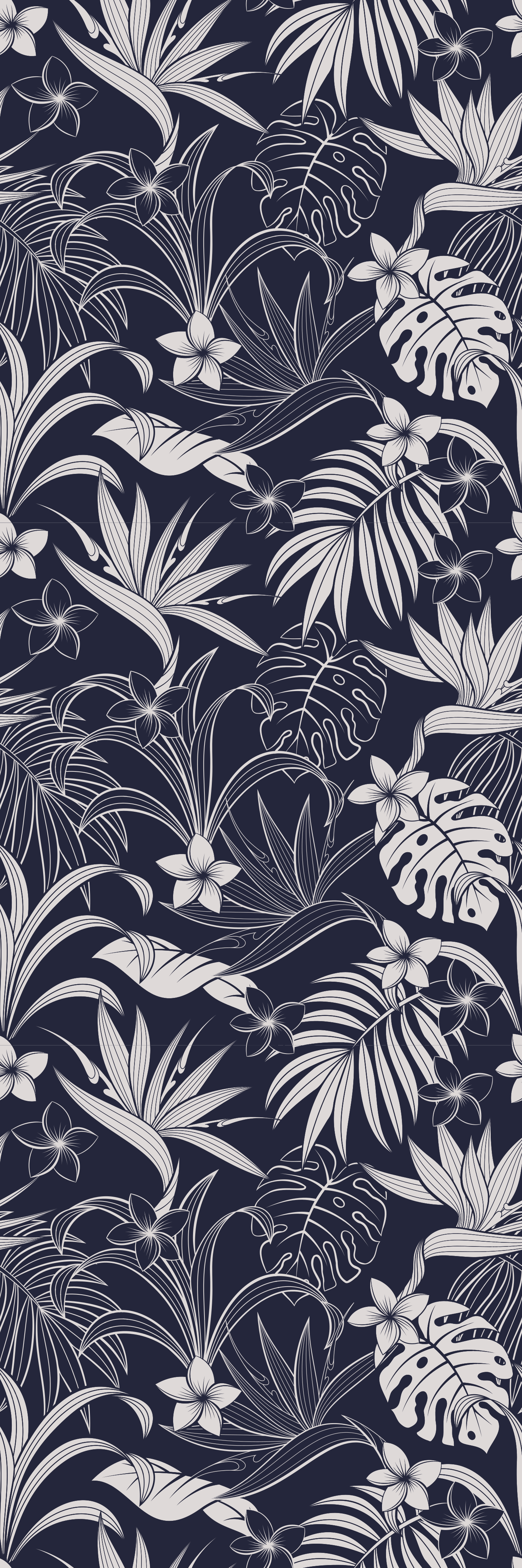 Yatak odası pvc halı gri tropikal hamptons deseni - TenStickers