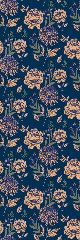 Yatak odası pvc halı fransız eyaleti mavi sarı desen - TenStickers