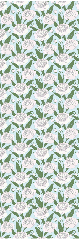 Yatak odası pvc halı beyaz çiçekler grandmillenial deseni - TenStickers