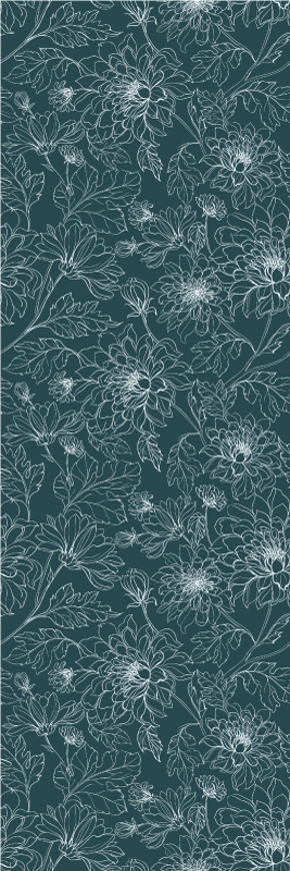 Yatak odası pvc halı beyaz çiçekli grandmillenial - TenStickers