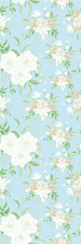 Yatak odası pvc halı - vahşi çiçekli grandmillenial tarzı - TenStickers