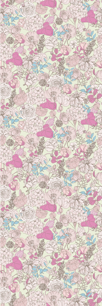 Yatak odası pvc halı - Çiçekli grandmillenial tarzı - TenStickers