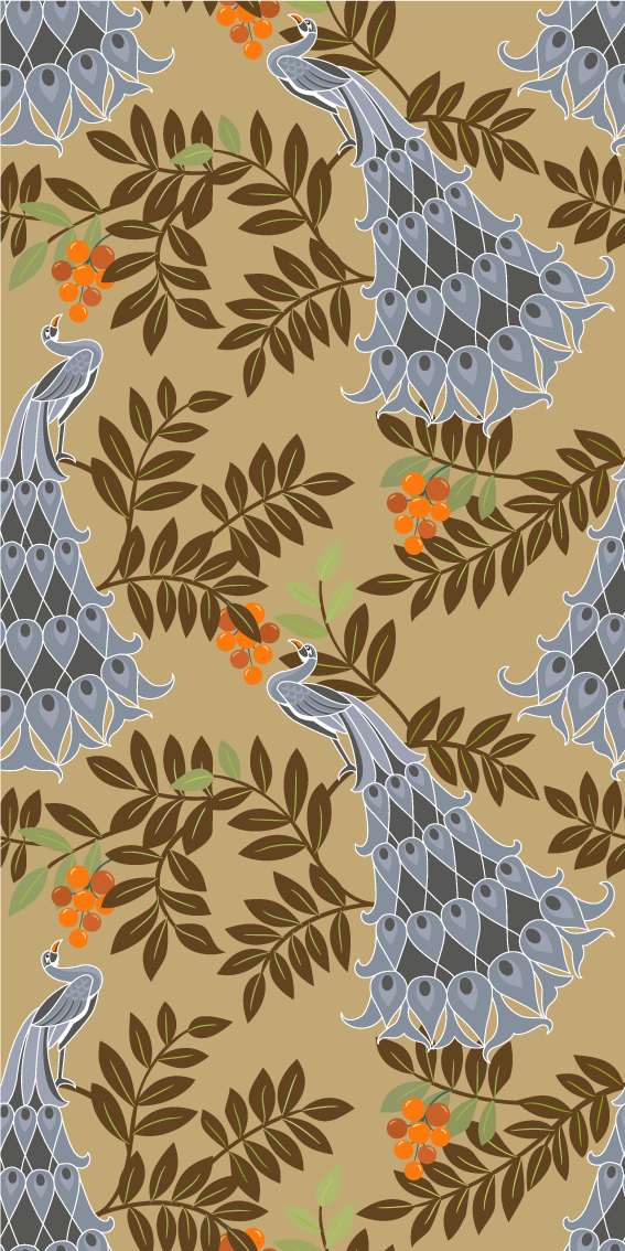 Yatak odası pvc halı gri tavuskuşu desenli afrika stili - TenStickers