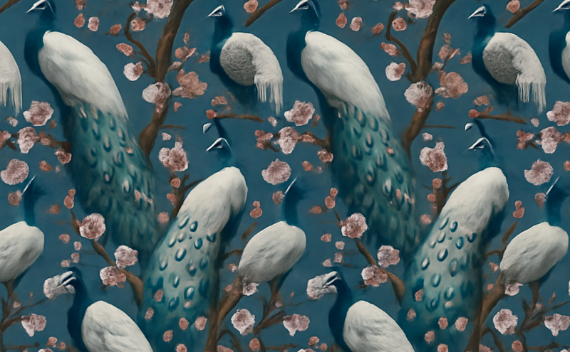 Yatak odası pvc halı Şık güzel tavuskuşları - TenStickers