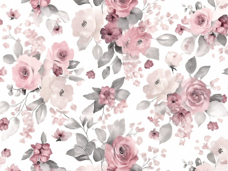 Yatak odası pvc halı gri nazik Çiçek deseni - TenStickers