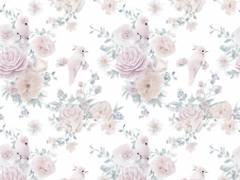 Yatak odası pvc halı gri Şık Çiçek deseni - TenStickers