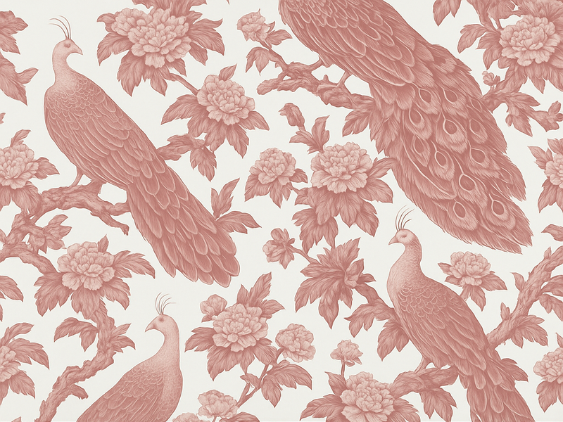 Yatak odası pvc halı - pembe tavuskuşu deseni - TenStickers