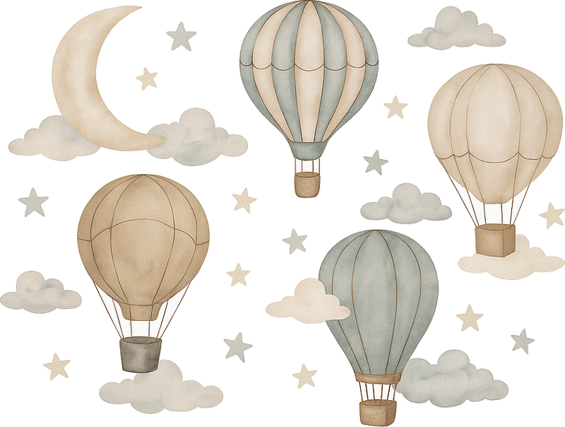 Yatak odası pvc halı yıldızlı balonlar - TenStickers