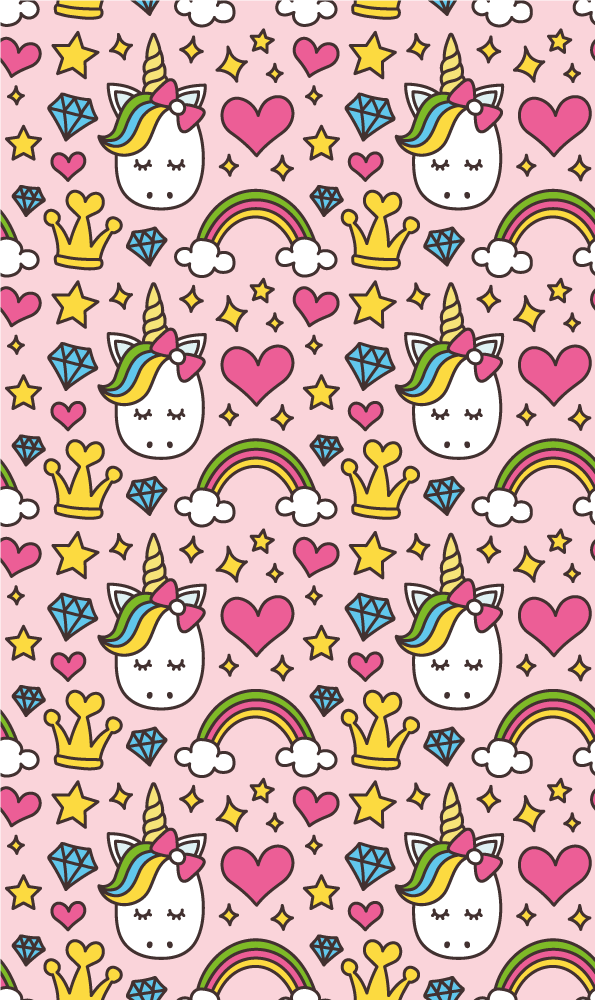 Yatak odası pvc halı sevimli gökkuşakları ve unicornlar - TenStickers