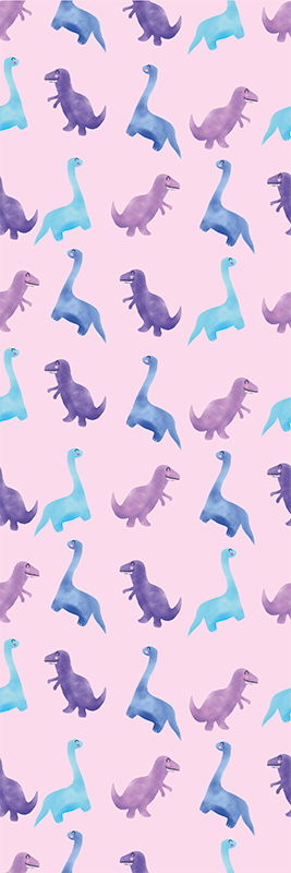 Yatak odası pvc halı pembe dinozorlar arka planında - TenStickers