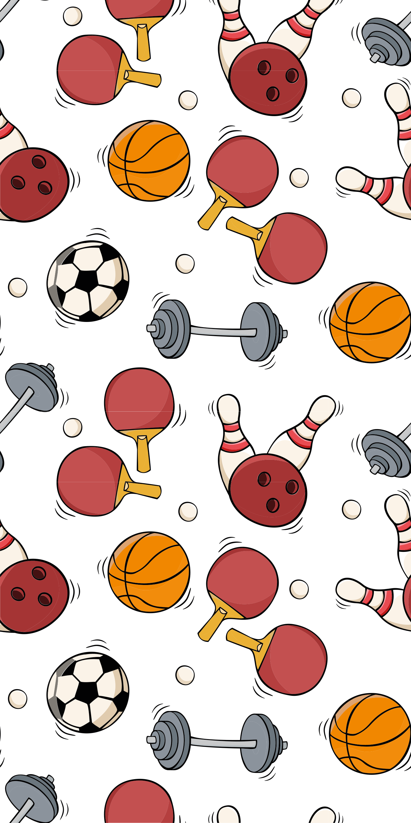 Yatak odası pvc halı spor ekipmanları karikatür stili - TenStickers