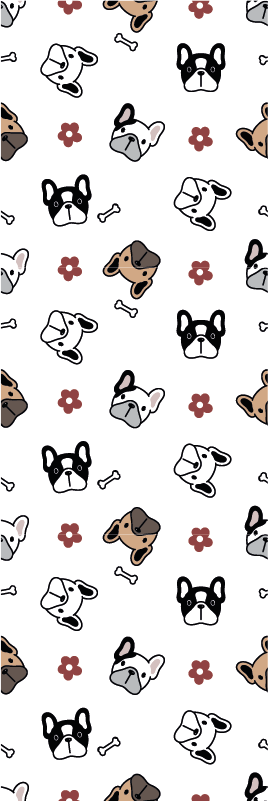 Yatak odası pvc halı çiçekler ve fransız bulldogları - TenStickers