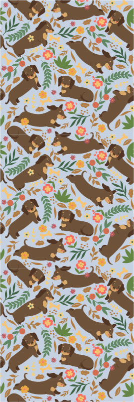 Yatak odası pvc halı - dachshund ve çiçek deseni - TenStickers