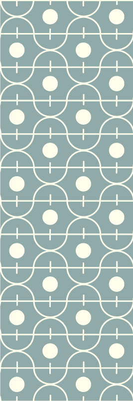 İskandinav pvc halı geometrik çizgili mavi japandi deseni - TenStickers