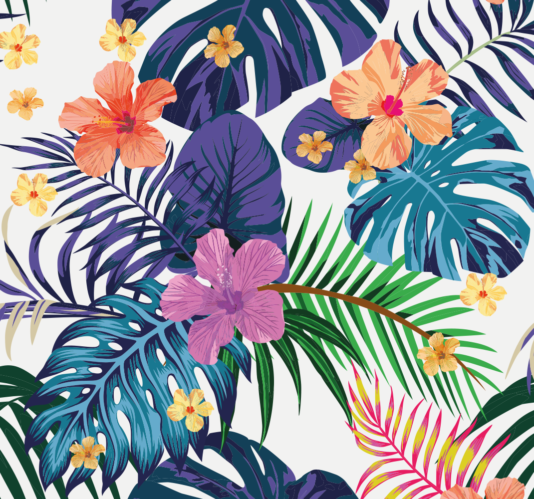 Doğa pvc halı hawaiian renkli Çiçekler - TenStickers