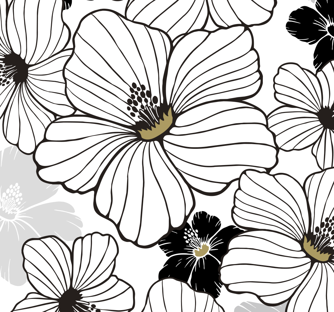 Doğa pvc halı beyaz hibiskus çiçeği deseni - TenStickers