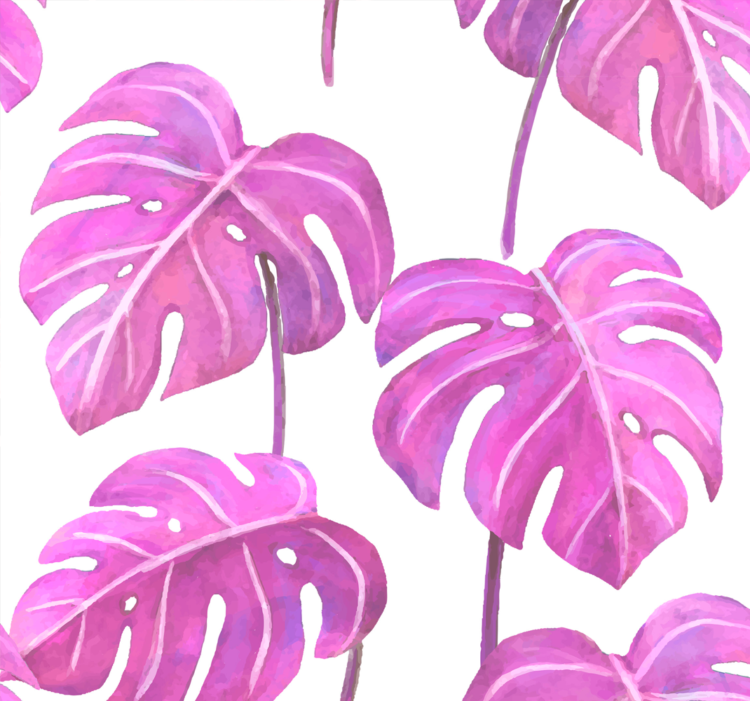 Doğa pvc halı pembe boya monstera - TenStickers