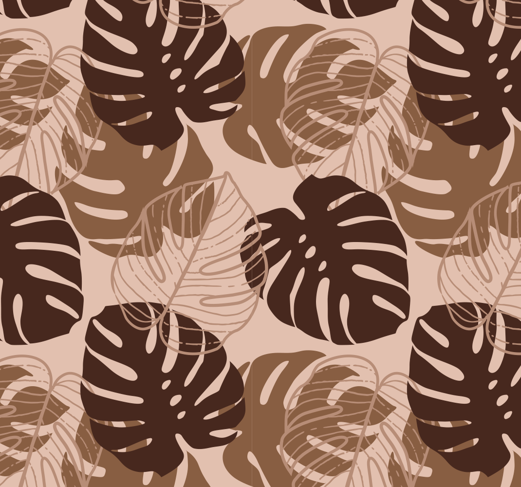Doğa pvc halı kahverengi tonlu monstera deliciosa - TenStickers