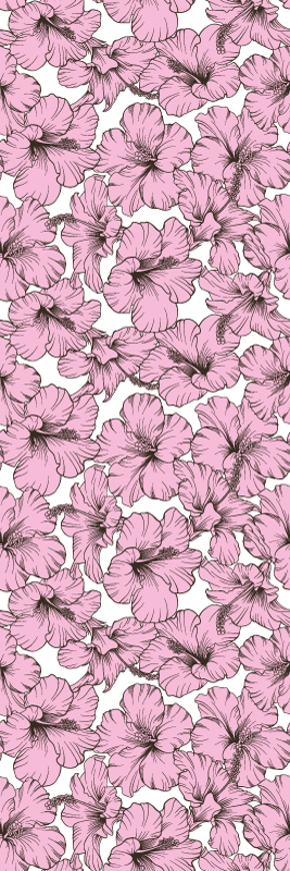 Doğa pvc halı pembe çiçek hibisküs deseni - TenStickers