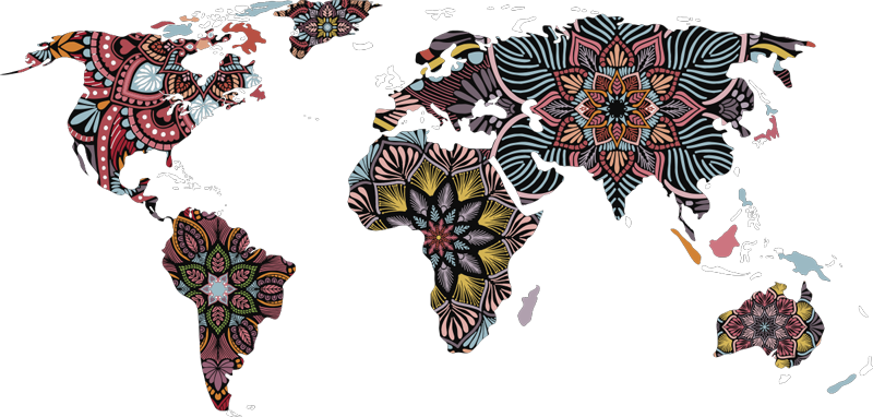 Dünya haritası pvc halı mandala dünya haritası - TenStickers