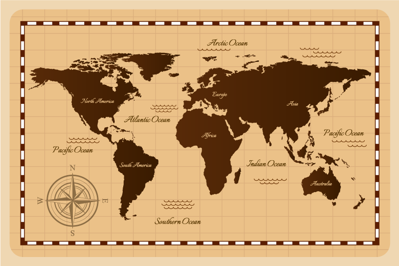 Dünya haritası pvc halı atlas - TenStickers