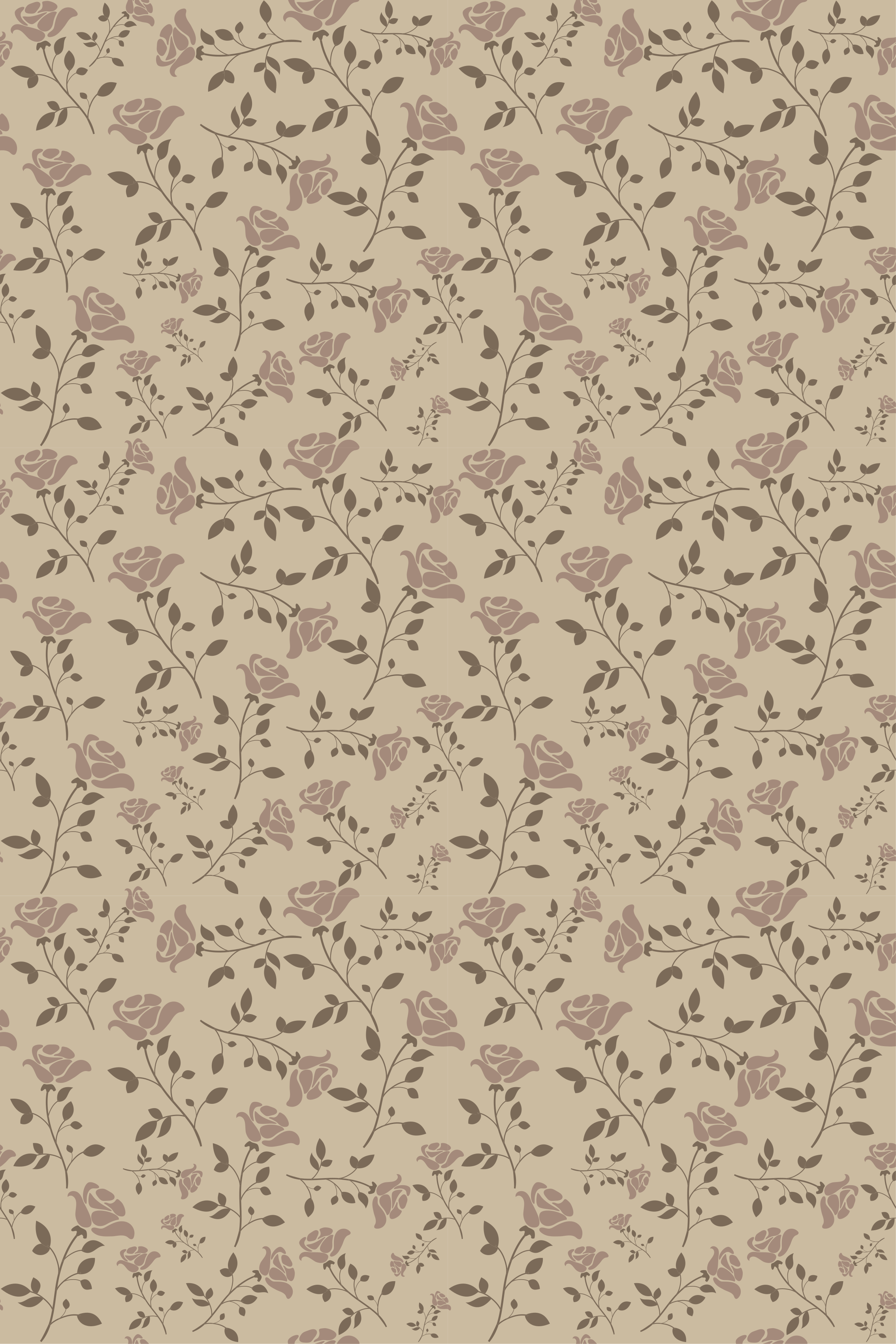 Vintage pvc halı kahverengi vintage gül deseni - TenStickers