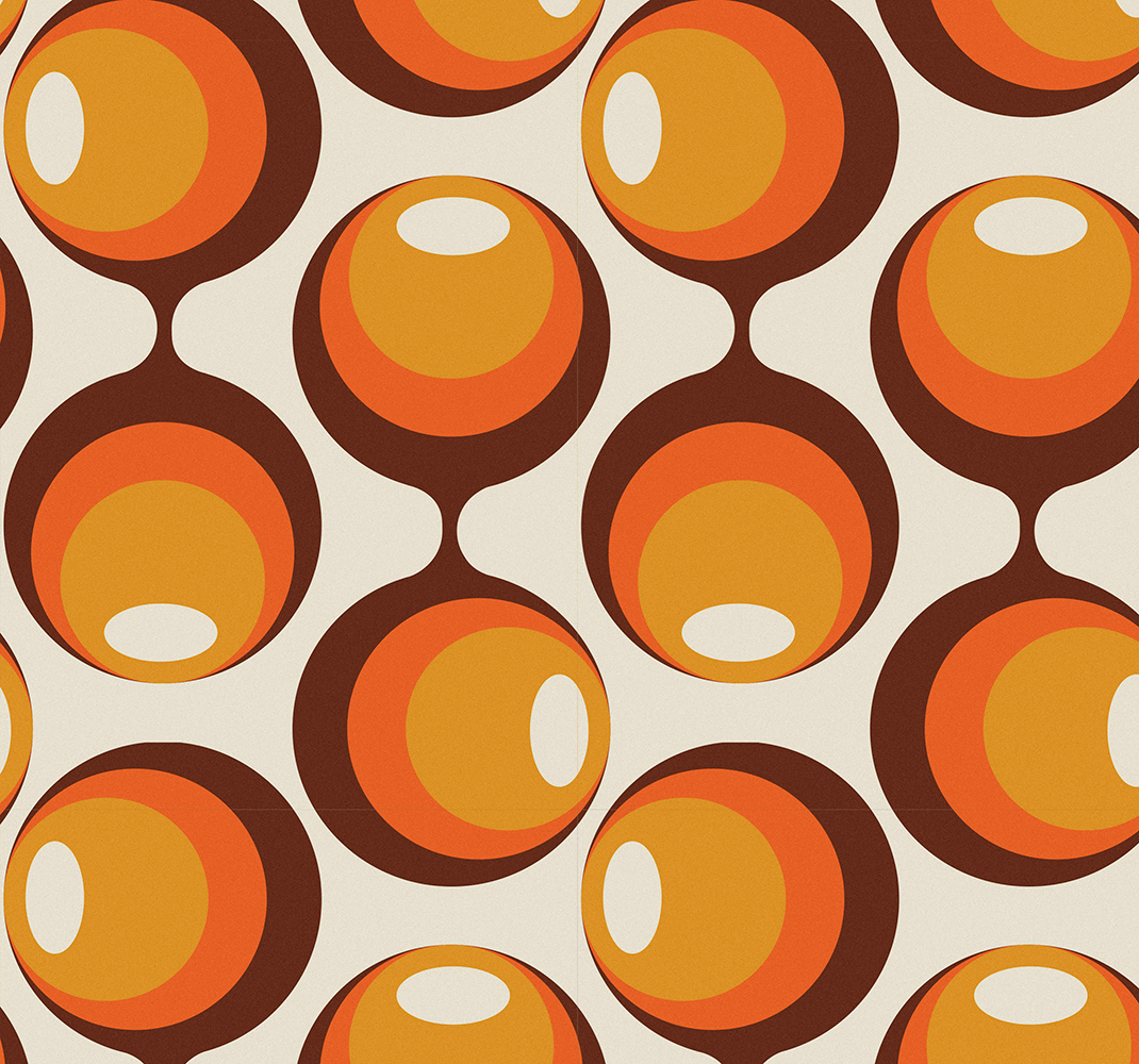 Vintage pvc halı 70'ler yarı oval tasarım - TenStickers