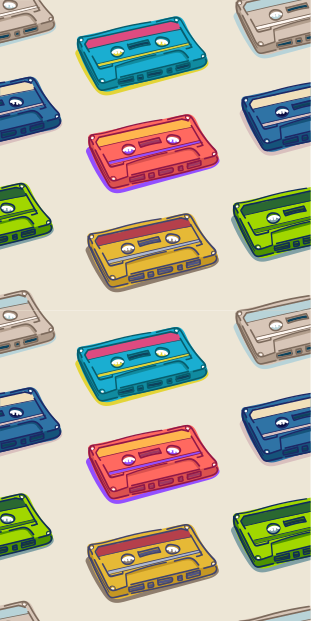 Vintage pvc halı çok renkli kaset deseni - TenStickers