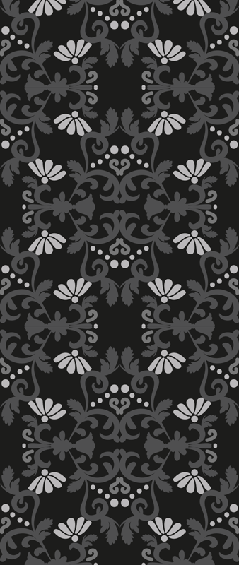 Vintage pvc halı siyah klasik damask tarzı - TenStickers