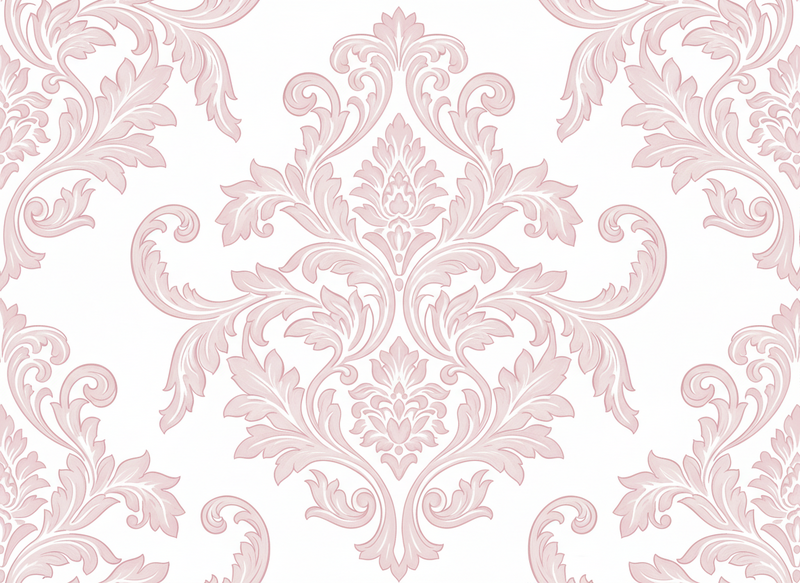 Vintage pvc halı - soluk pembe damask paisley - TenStickers