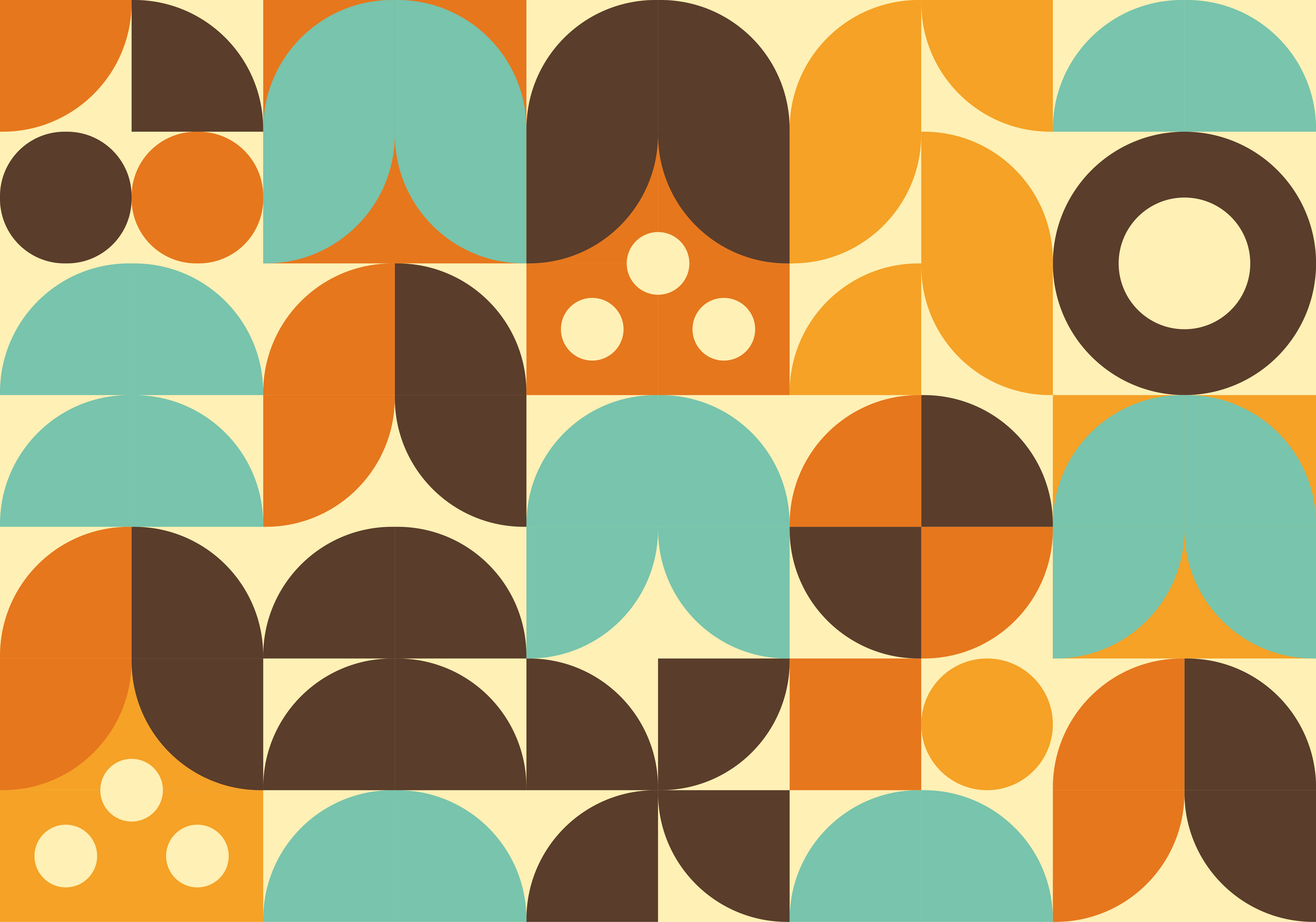 Vintage pvc halı geometrik 70'ler soyut formlar - TenStickers