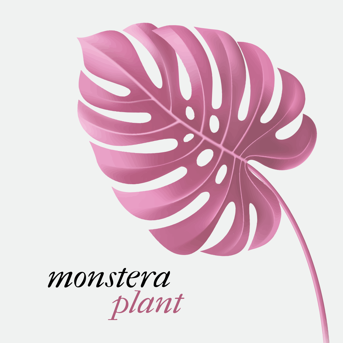 Pembe minimalist monstera tarzı cümleleri ile pvc halı - TenStickers