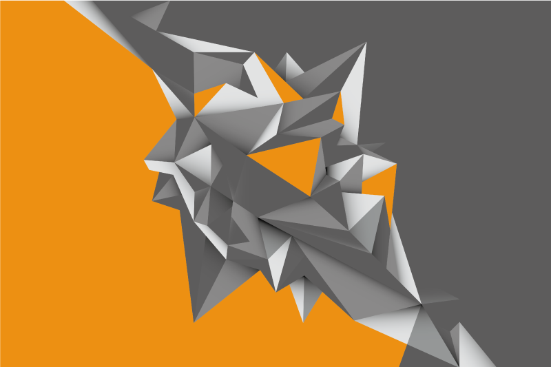 Geometrik pvc halı gri ve turuncu soyut formlar - TenStickers