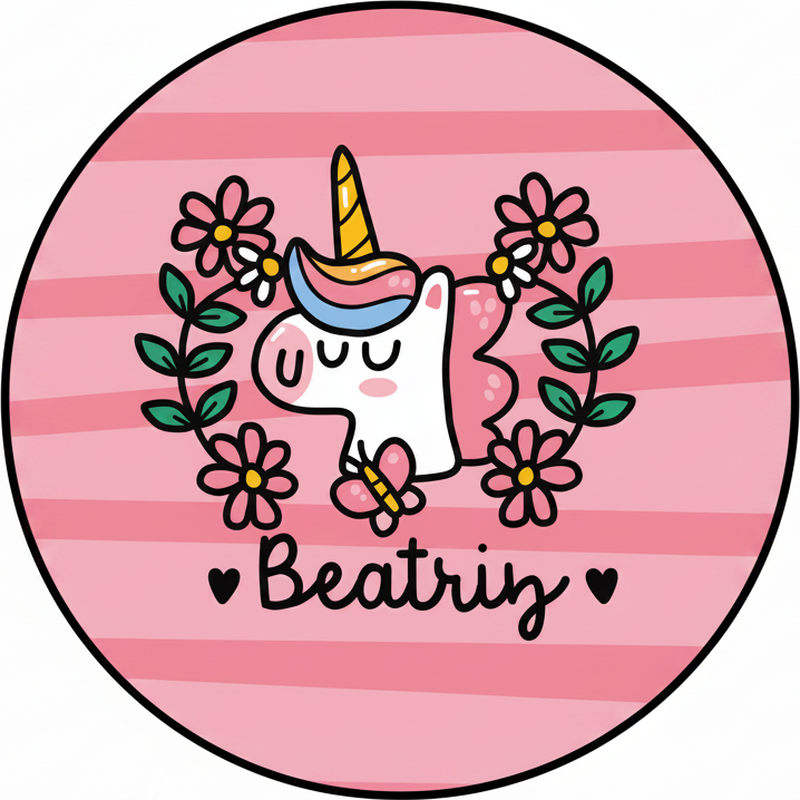 Çocukta pvc halı sevimli çiçekli tek boynuzlu at - TenStickers