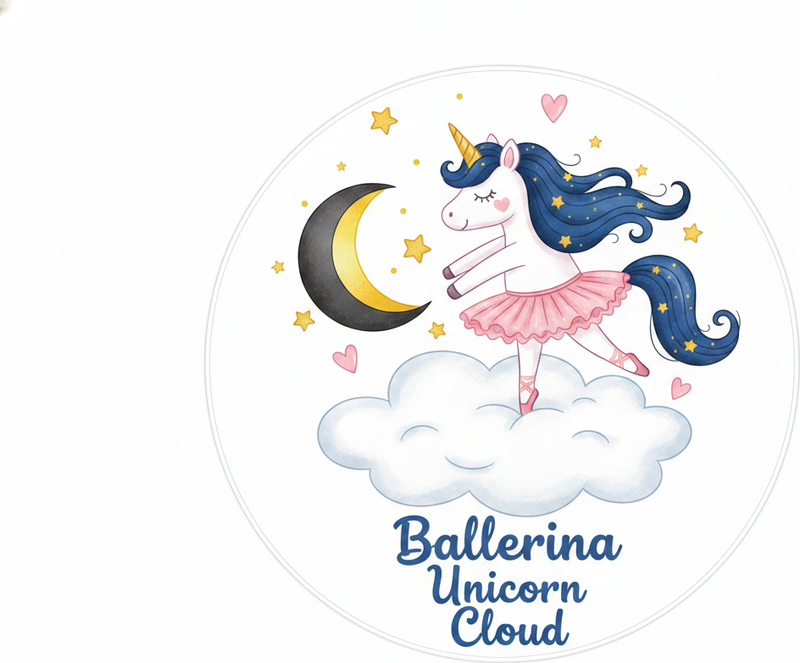 Çocukta pvc halı balerin tek boynuzlu at bulut üzerinde - TenStickers