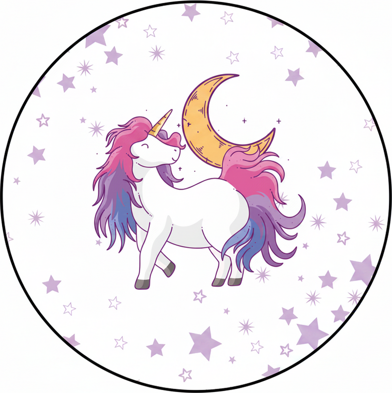 Çocukta pvc halı unicorn ve ay - TenStickers