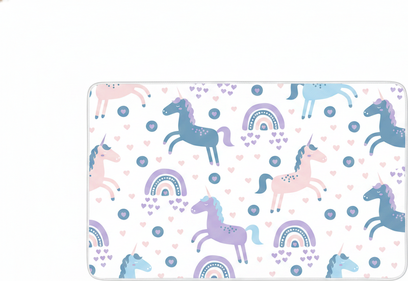 Çocukta pvc halı pastel renkli unicorn desenli - TenStickers