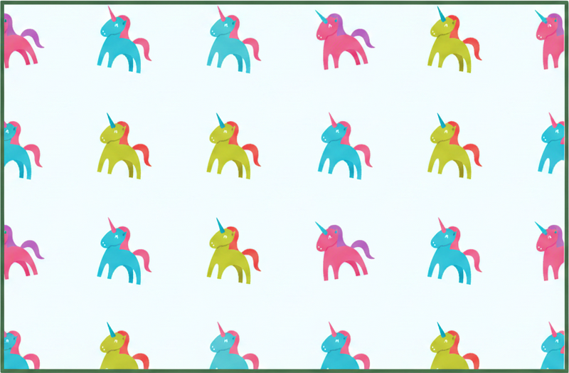 Çocukta pvc halı renkli unicornlar açık mavi zeminli - TenStickers
