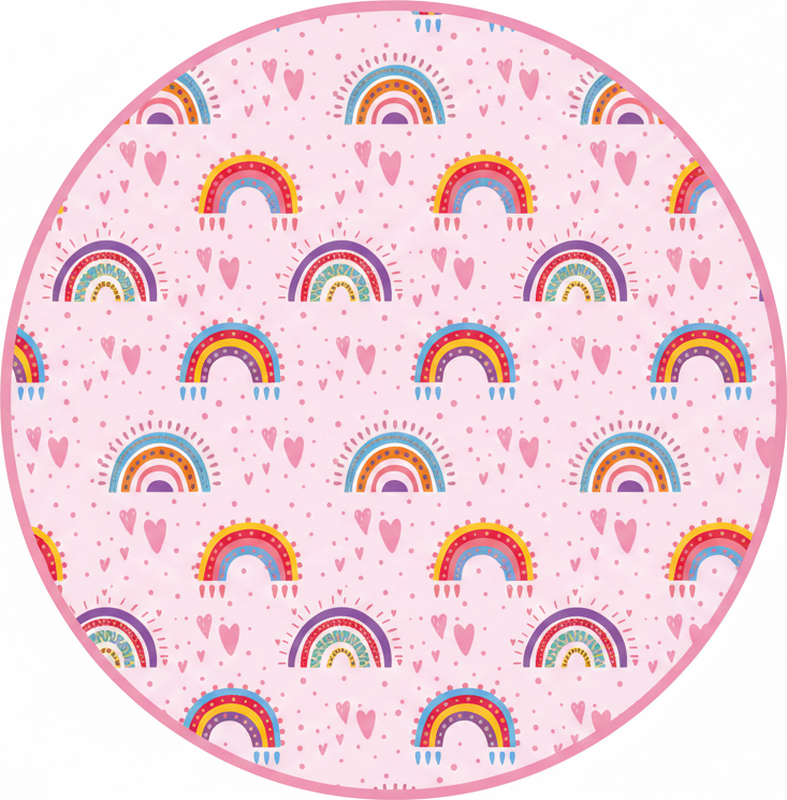 Çocukta pvc halı pembe noktalar ve renkli gökkuşakları - TenStickers
