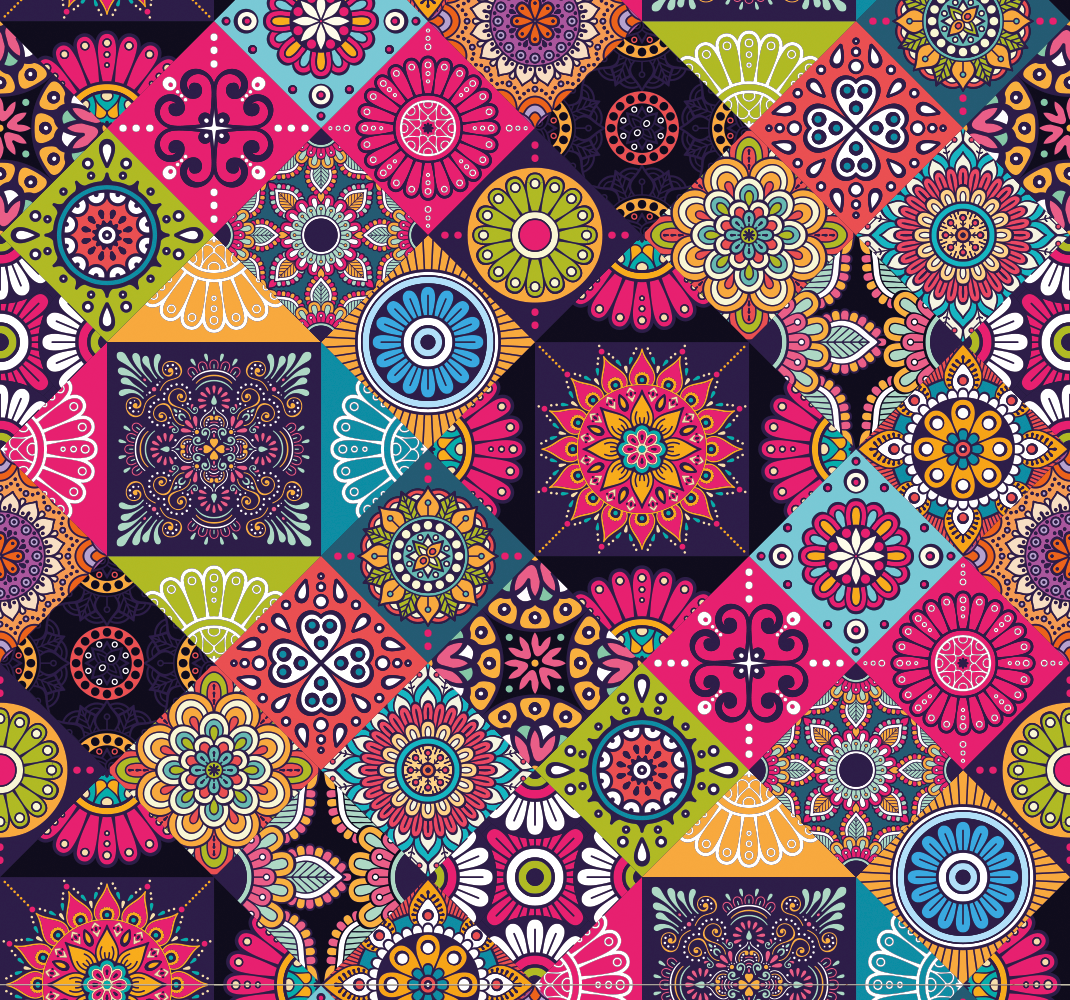 Oturma odası pvc halı koyu mandala karolar - TenStickers