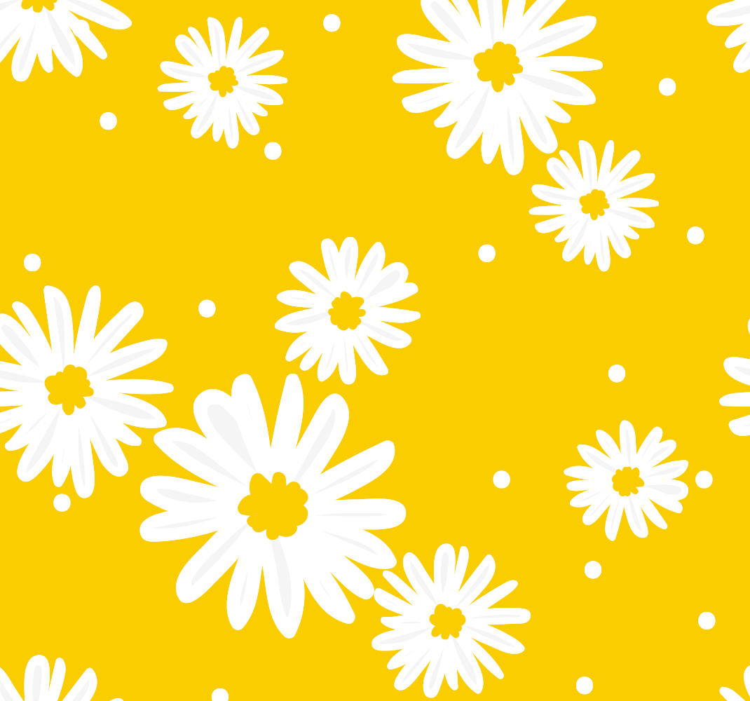 Sarı pvc halı - papatya desenli sarı zemin - TenStickers