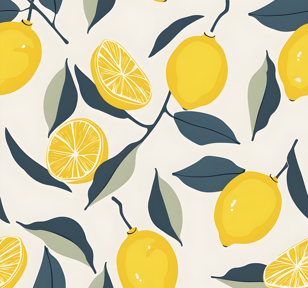 Sarı pvc halı - limon desenli - TenStickers