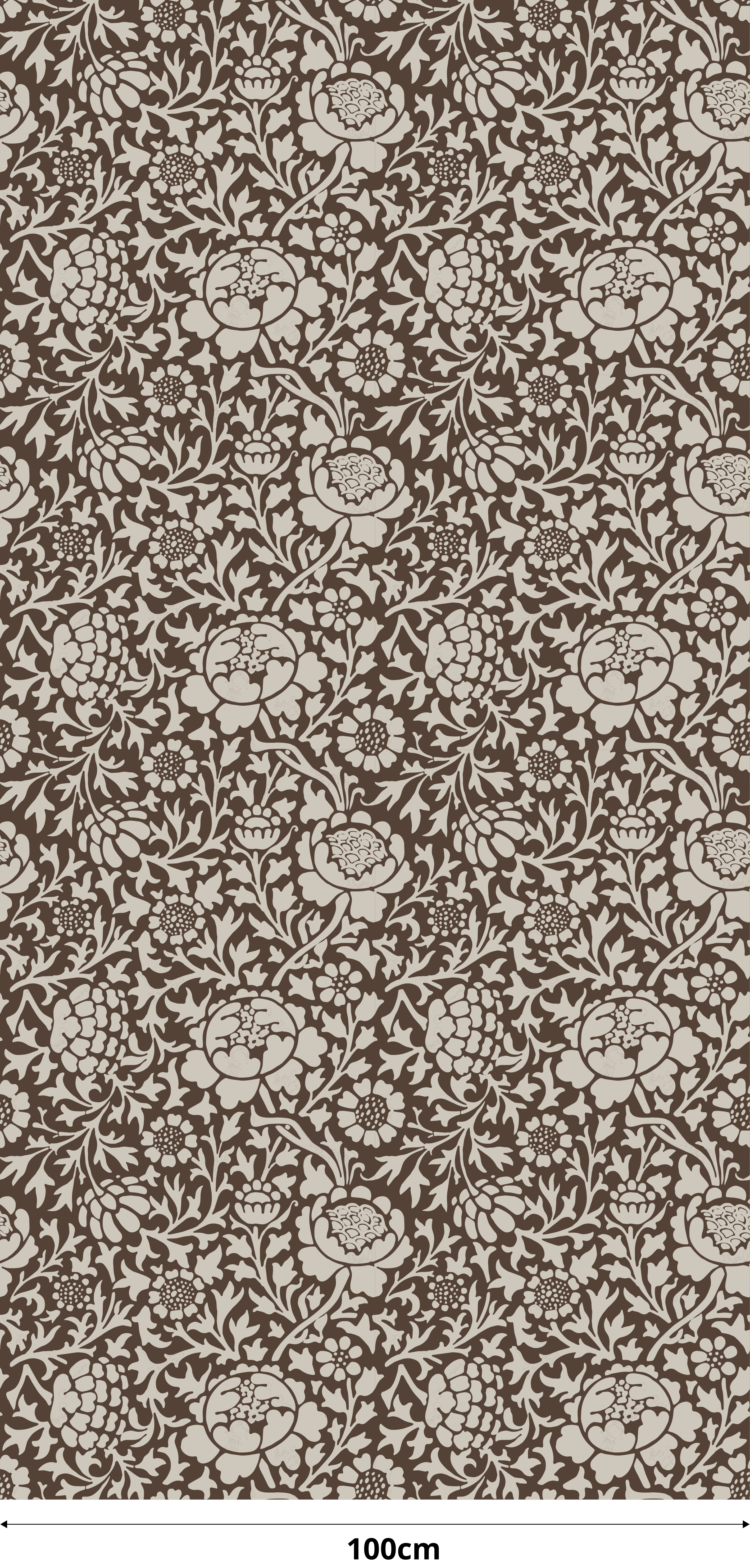 Kahverengi pvc halı vintage çiçek desenli - TenStickers