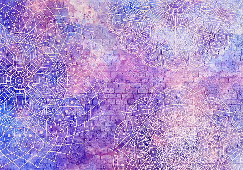 Mor pvc halı - tuğla duvar mandala deseni - TenStickers