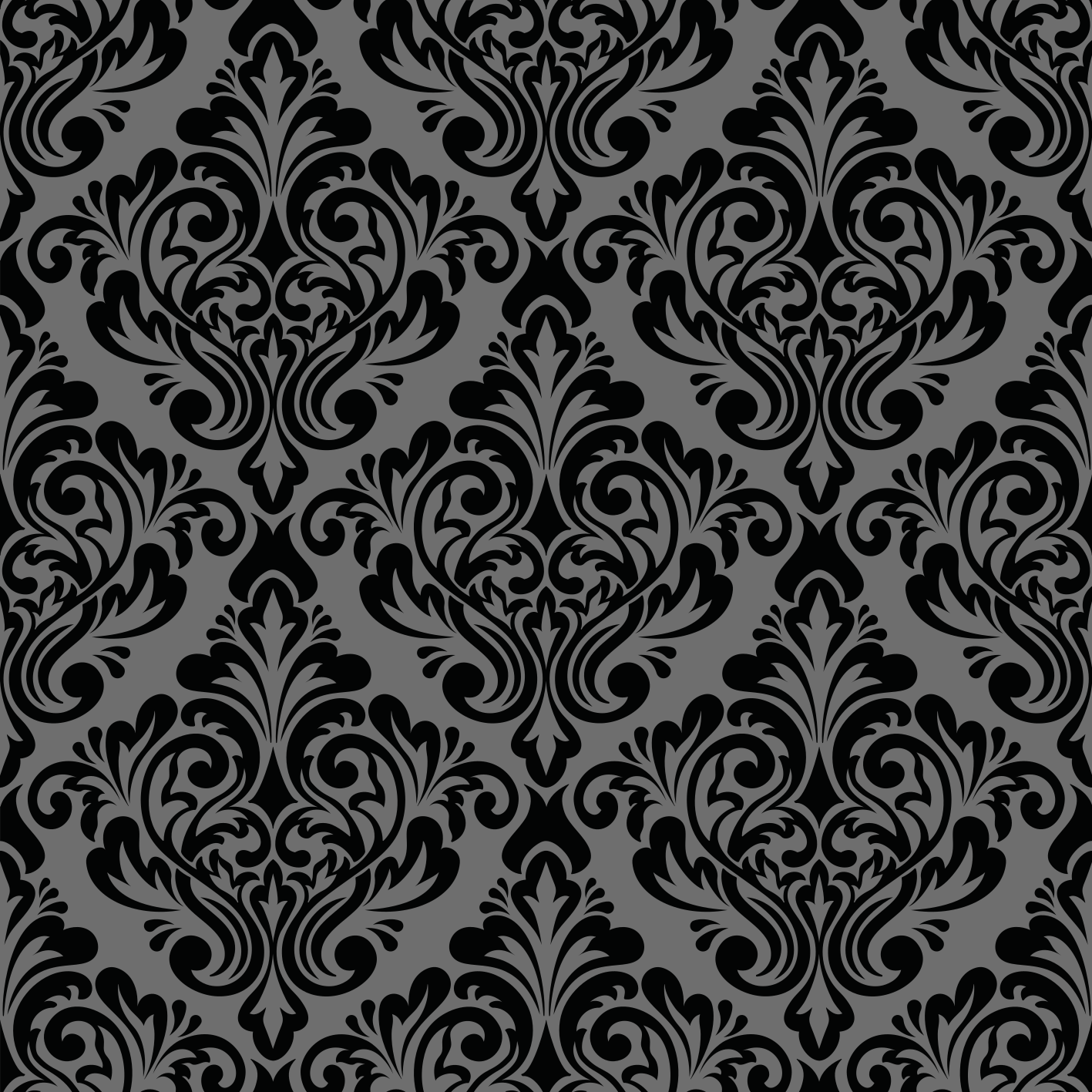 Siyah pvc halı vintage siyah damask - TenStickers