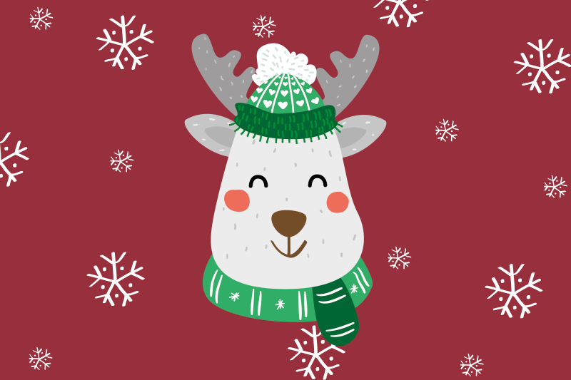 Kırmızı pvc halı çocuklar için noel ren geyiği - TenStickers
