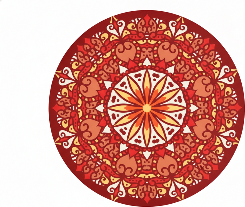 Kırmızı pvc halı lüks süslü renkli mandala - TenStickers